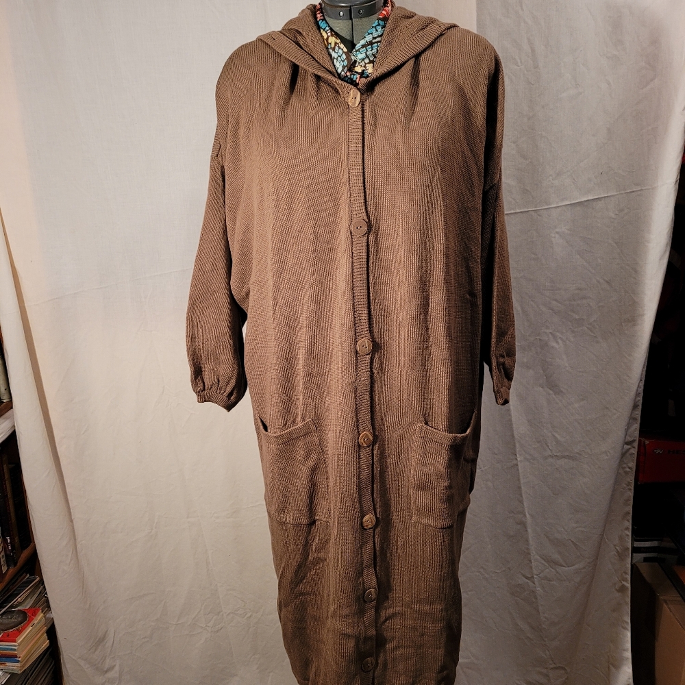 Maria Rodriguez Chicago Long Brown Cardigan Sweater Hooded